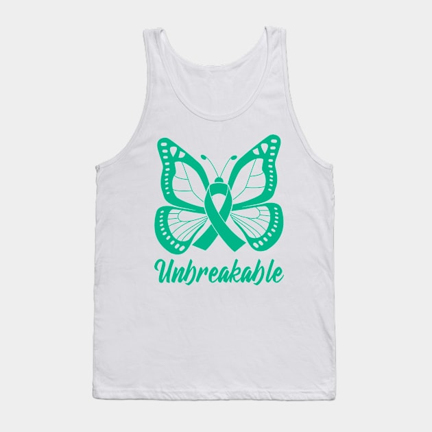 Sea Green Butterfly Awareness Ribbon Unbreakable Tank Top by FanaticTee